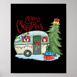 Poster Joyeux Noël Joyeux Campeur Amusement Camping Vie F