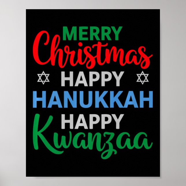 Poster Joyeux Noël Joyeux Hanoukka Joyeux Kwanzaa 16 (Devant)