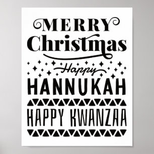 Poster Joyeux Noël Joyeux Hanoukka Joyeux Kwanzaa 4