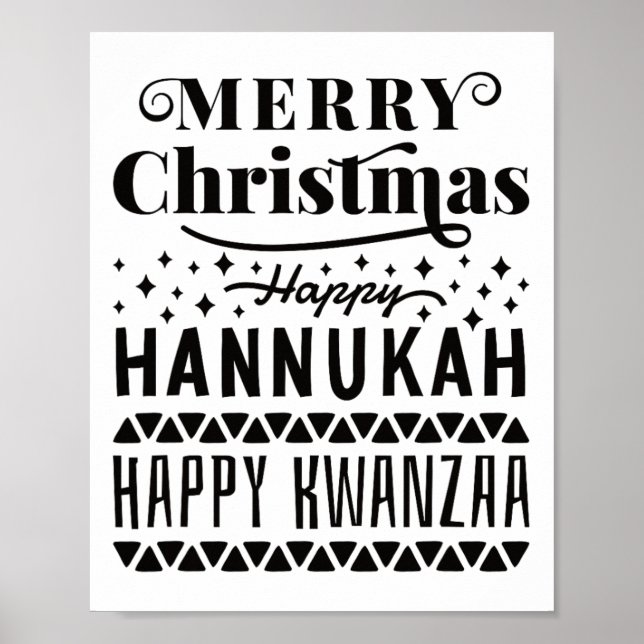 Poster Joyeux Noël Joyeux Hanoukka Joyeux Kwanzaa 4 (Devant)