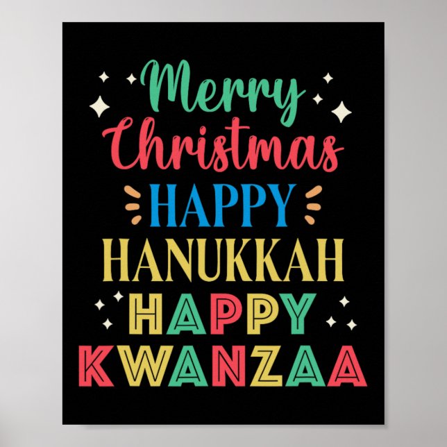 Poster Joyeux Noël Joyeux Hanoukka Joyeux Kwanzaa 9 (Devant)