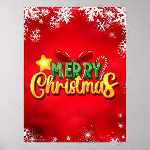 Poster Joyeux Noël Joyeux Noël Joyeux Noël Rouge Vert Fêt