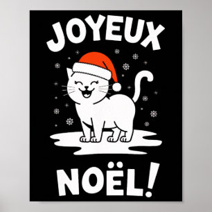 Poster Joyeux Noël Khao Manee Chat blanc Noël Père Noël
