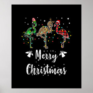 Poster Joyeux Noël Leopard Rouge Vert Flamant rose Plaid