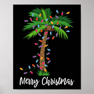 Poster Joyeux Noël Lumières Palm Tree Beach Noël Pyjama