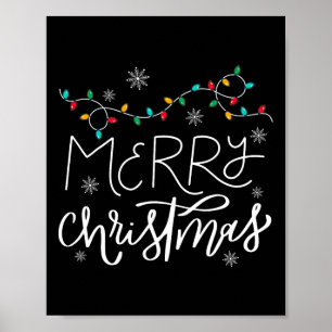 Poster Joyeux Noël Lumières Rouge Noël Chapeau Noël Famil
