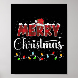 Poster Joyeux Noël Lumières Rouge Noël Chapeau Noël Famil