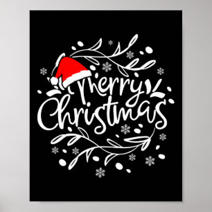 Poster Joyeux Noël Lumières Rouge Noël Chapeau Noël Famil