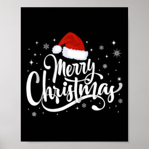 Poster Joyeux Noël Lumières Rouge Noël Chapeau Noël Famil