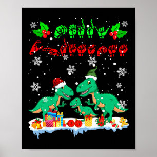 Poster Joyeux Noël mignon Xmas T-rex Asl Langue des Signe
