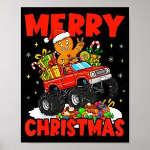 Poster Joyeux Noël Monster Truck Drôle Pain d'épice Me