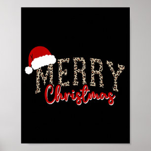 Poster Joyeux Noël Motif Xmas Léopard Famille Mignon W