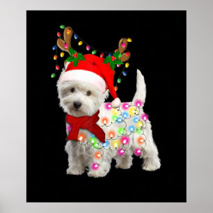 Poster Joyeux Noël Noël Noël Westie Chien Reindeer Cospla