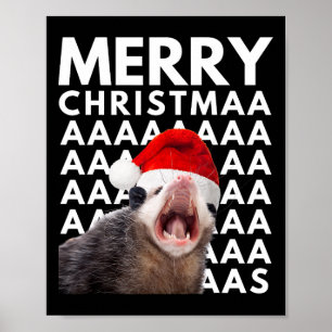 Poster Joyeux Noël Opossum Criant Amusement Hommes Femmes