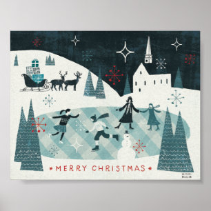 Poster Joyeux Noël Patinage