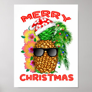 Poster Joyeux Noël Père Noël Ananas