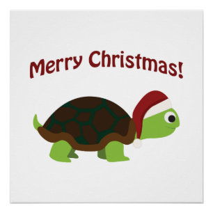 Poster Joyeux Noël ! Père Noël Turtle