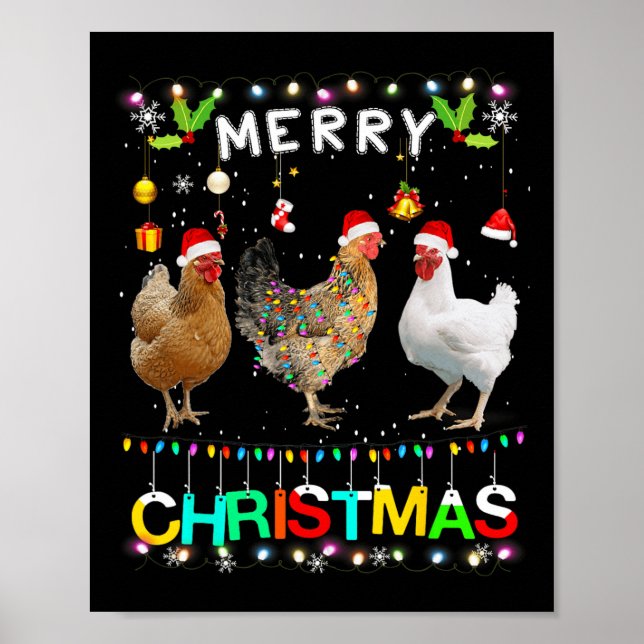 Poster Joyeux Noël Poulet de Noël Feu de Noël Feu de Noël (Devant)