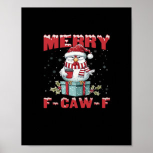 Poster Joyeux Noël Rétro Poulet F-Caw-F