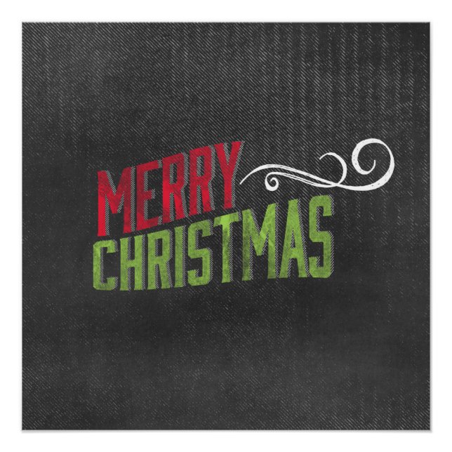 Poster Joyeux Noël Rouge Green Chalkboard Art (Devant)
