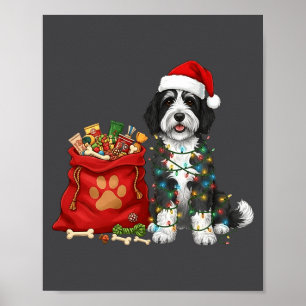 Poster Joyeux Noël Sheepadoodle Lumières Chienne Maman Sh