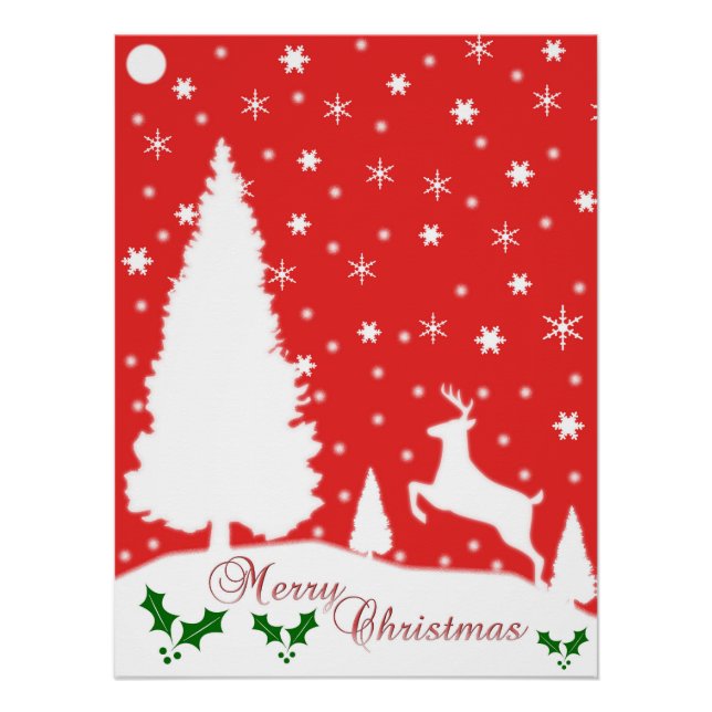 Poster Joyeux Noël Snowflakes hiver (Devant)