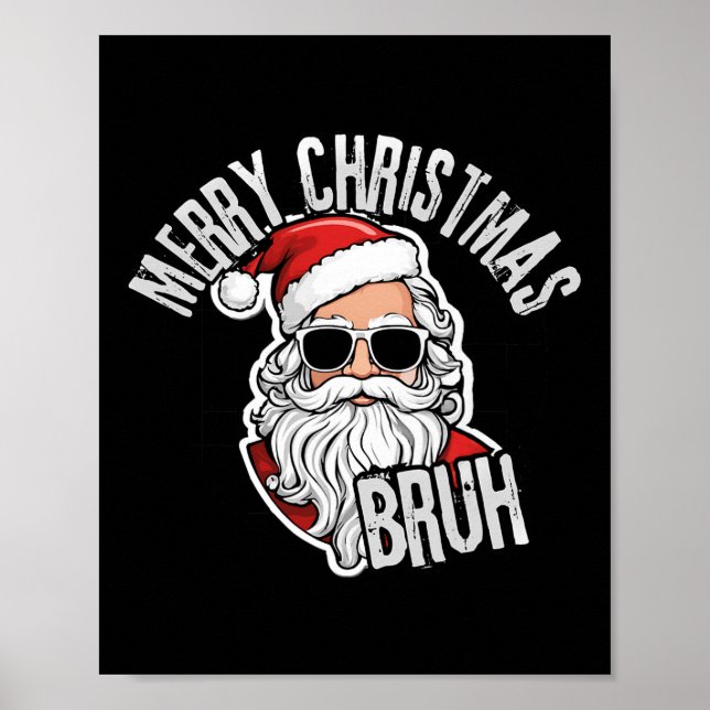 Poster Joyeux Noël super Père Noël Bruh À damiers Retro (Devant)