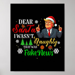 Poster Joyeux Noël Trump Cher Père Noël Fake News Drôle X
