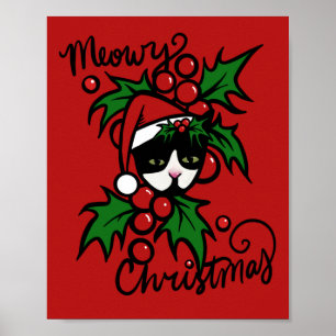 Poster Joyeux Noël Tuxedo Chat