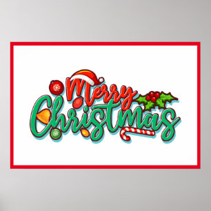 Poster Joyeux Noël Typographie Décorative Script