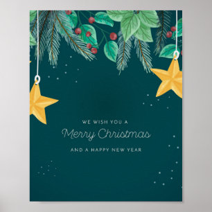 Poster Joyeux Noël vert et une bonne bannière du Nouvel A