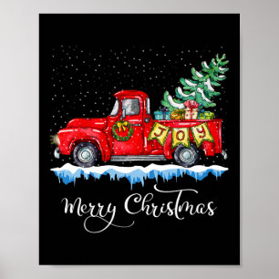 Poster Joyeux Noël Vintage Camion Rouge Noël Ancien