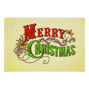 Poster Joyeux Noël Vintage carte Slogan