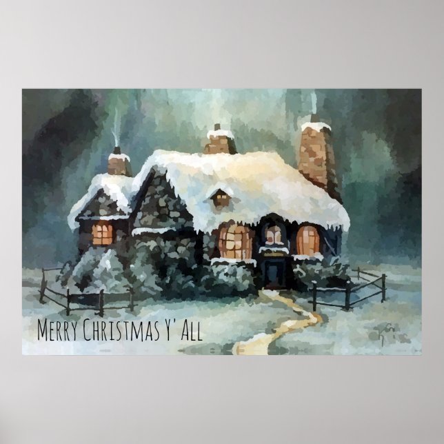 Poster Joyeux Noël Y'All merveilleuse nuit d'hiver (Devant)