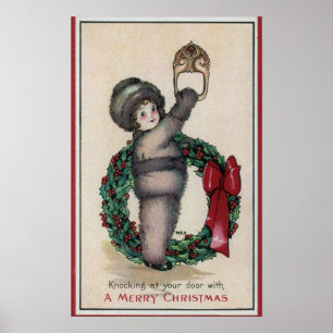 Poster Joyeux NoëlKid Knocke avec une couronne