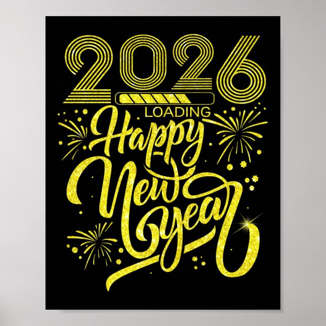 Poster Joyeux Nouvel An 2026 Chargement de Fireworks Part (Devant)