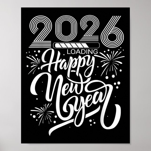 Poster Joyeux Nouvel An 2026 Fireworks Chargement Nouvel  (Devant)
