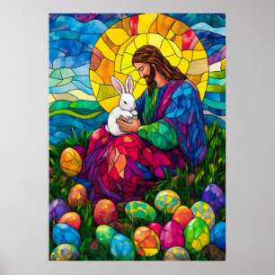 Poster Joyeux OEuf de Pâques Jésus Bunny OEuvre murale