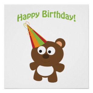 Poster Joyeux Ours d'anniversaire