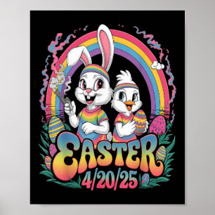 Poster Joyeux Pâques drôle Fumer lapin de Pâques Hommes F