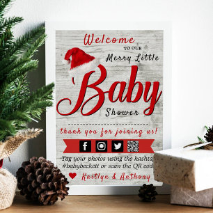 Poster Joyeux petit Baby shower de Noël Bienvenue