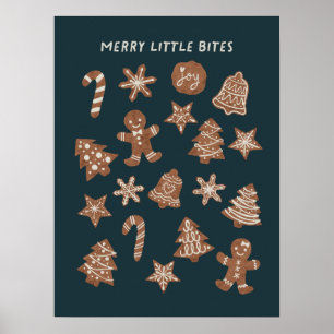 Poster Joyeux Petites Morsures Noël Cookies Vert