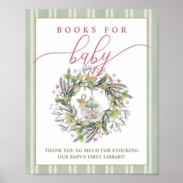 Poster Joyeux petits livres de Baby shower pour bébé sign (Devant)