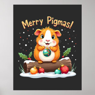 Poster Joyeux Pigmas Guinée Pig Noël Père Noël