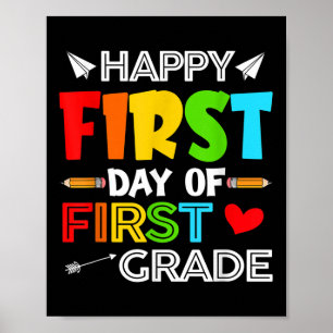Poster Joyeux Premier Jour De 1Ème Année Enfants Amusants
