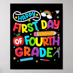 Poster Joyeux Premier Jour De 4e Rentree Scolaire Enseign