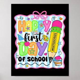 Poster Joyeux Premier Jour De L'École Crayon Enseignant E