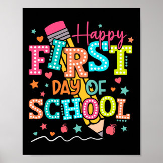 Poster Joyeux Premier Jour De L'École Crayon Enseignant E