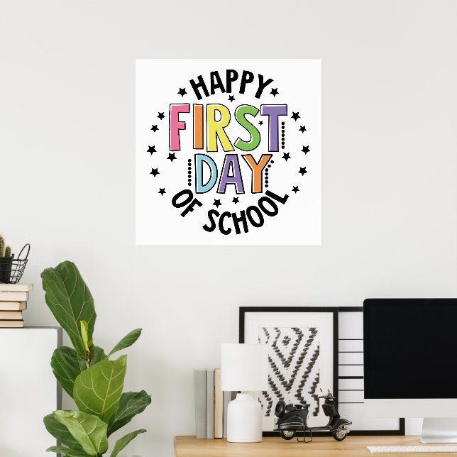 Poster Joyeux Premier Jour De L'École Enseignant Éducatio (Bureau à domicile)