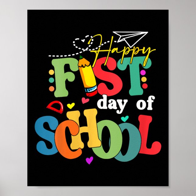 Poster Joyeux Premier Jour De L'École Retour À L'École En (Devant)